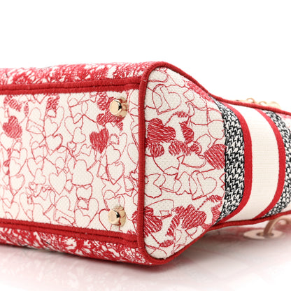 Christian Dior Canvas Embroidered Medium Dioramour D-Royaume Lady D-Lite Red Multicolor 9 of 9