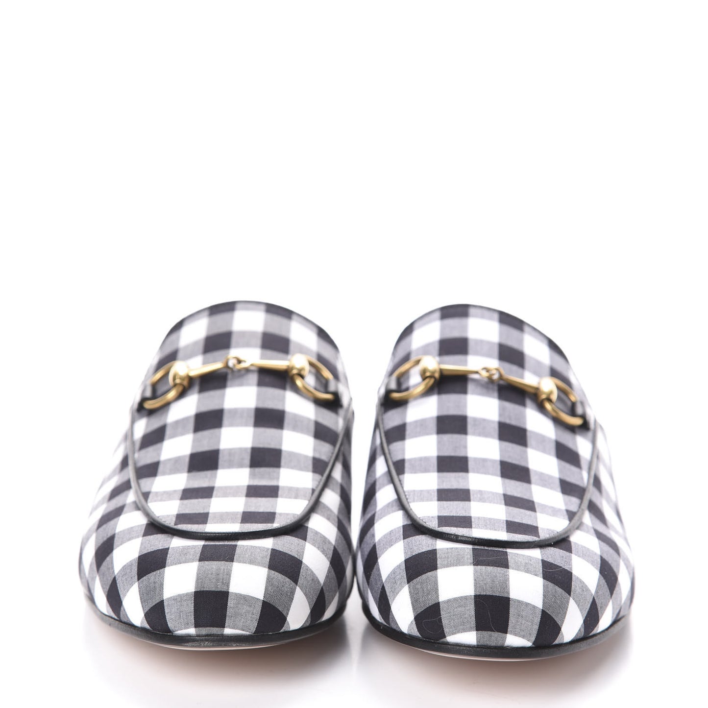Cotton Gingham Womens Princetown Slippers 38 White Black