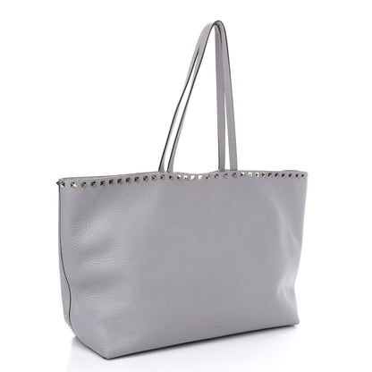 Valentino Garavani Grained Calfskin Rockstud Shoulder Tote Perla 3 of 12