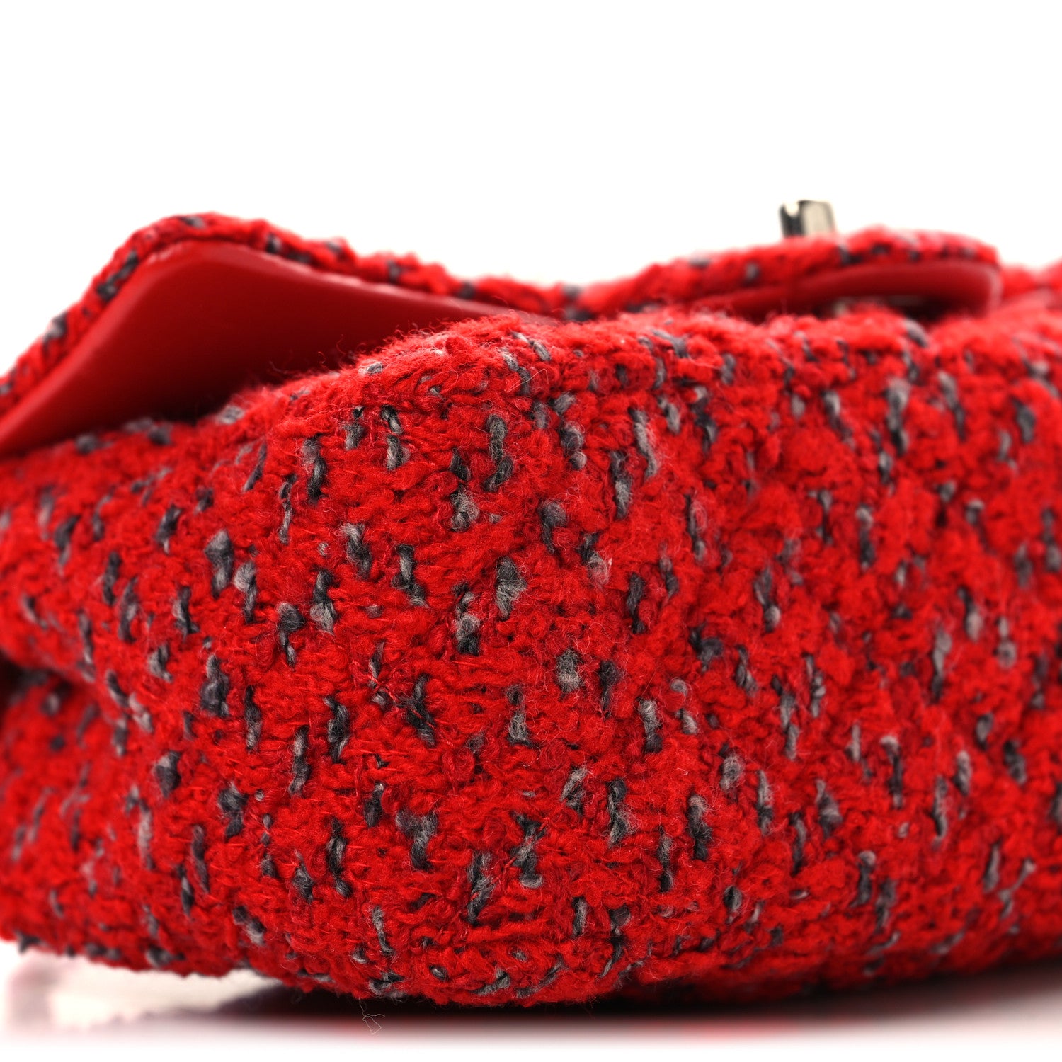 Chanel Tweed Quilted Mini Rectangular Flap Red Grey 9 of 10