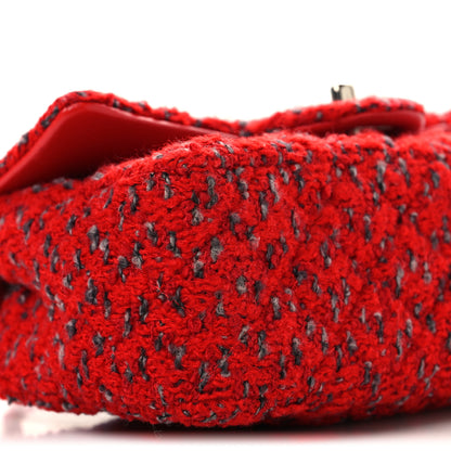 Chanel Tweed Quilted Mini Rectangular Flap Red Grey 9 of 10