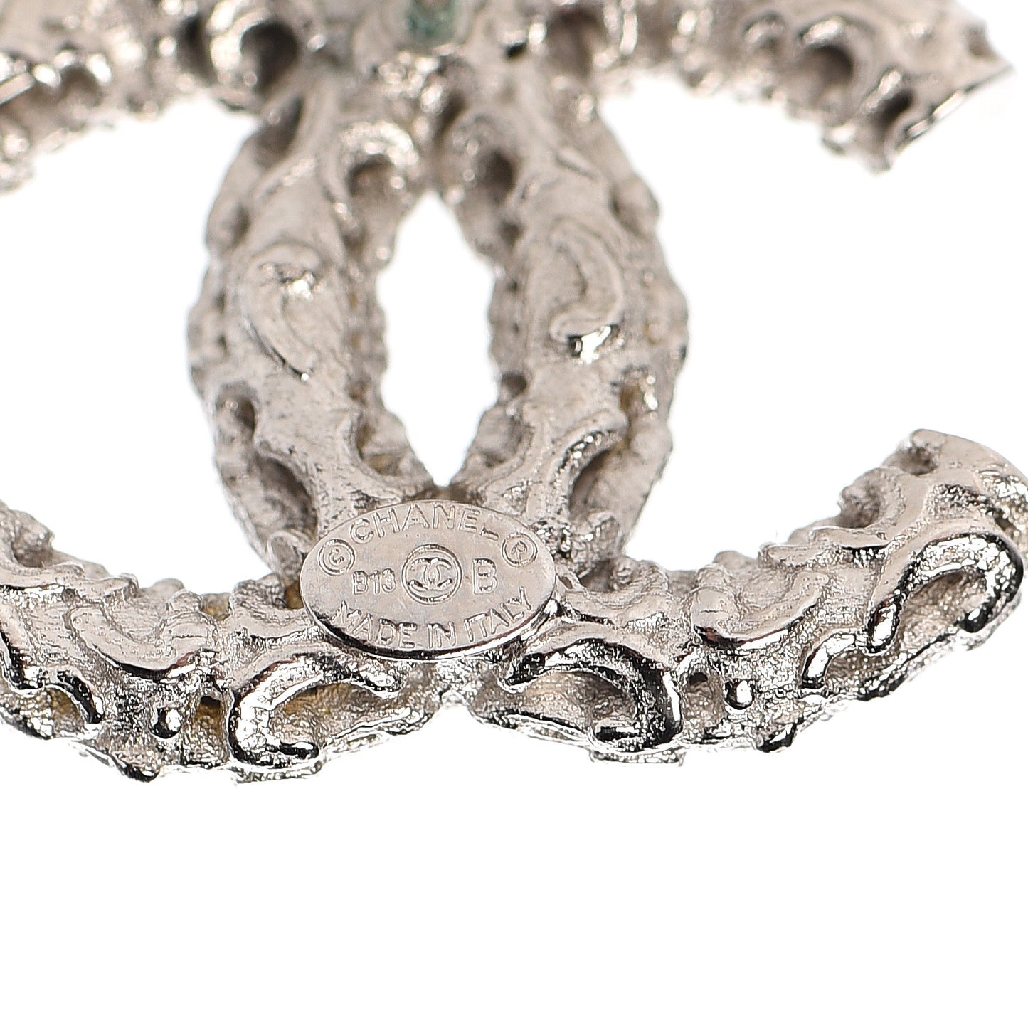 Textured CC Earrings Silver