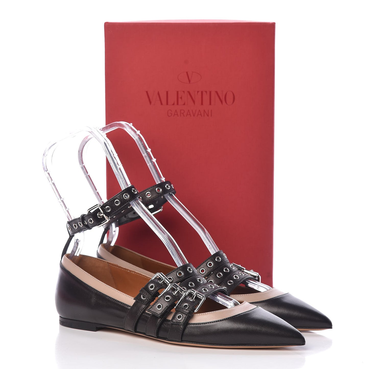 Calfskin Love Latch Ankle Strap Ballet Flats 37 Black Poudre