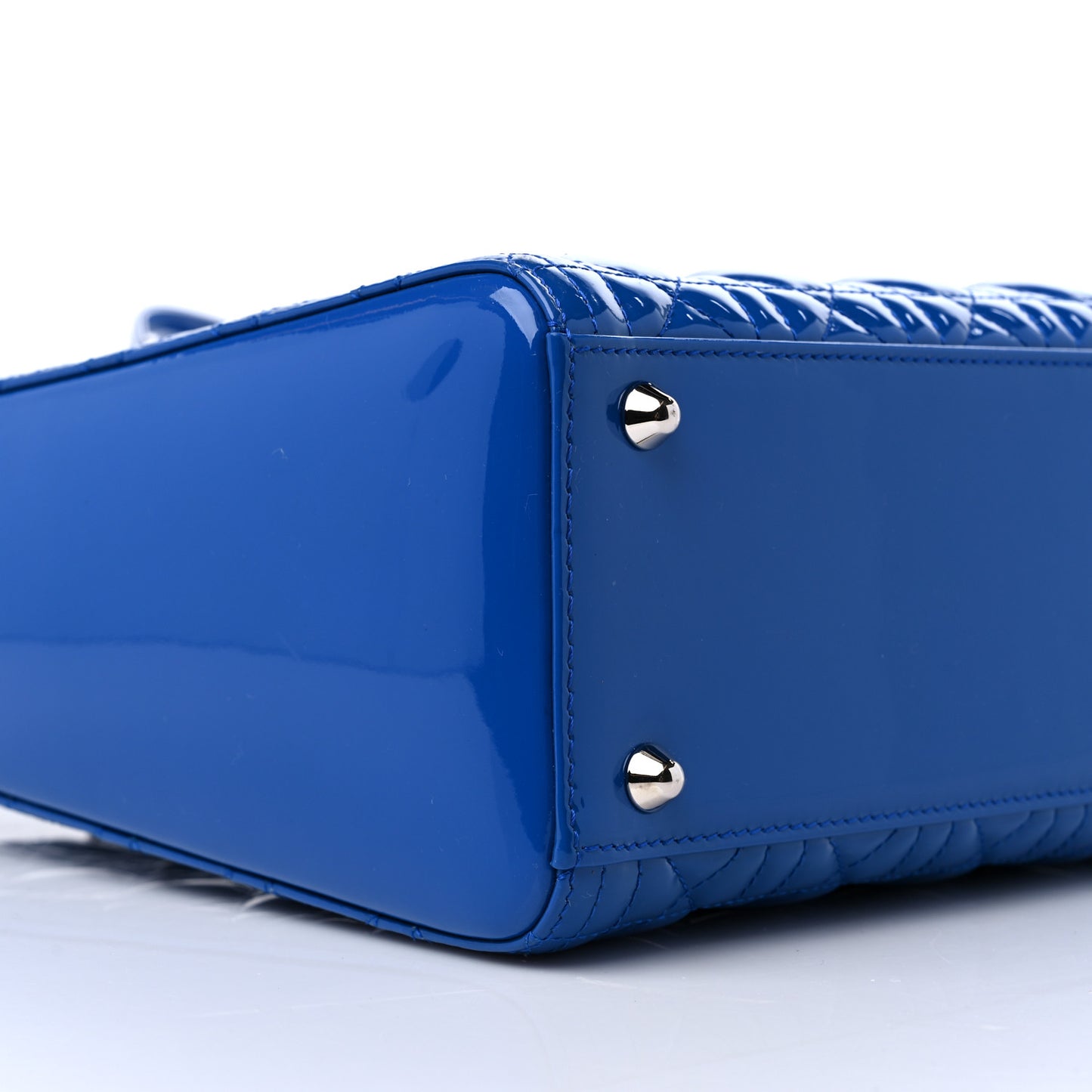 Patent Cannage Large Lady Dior Blue