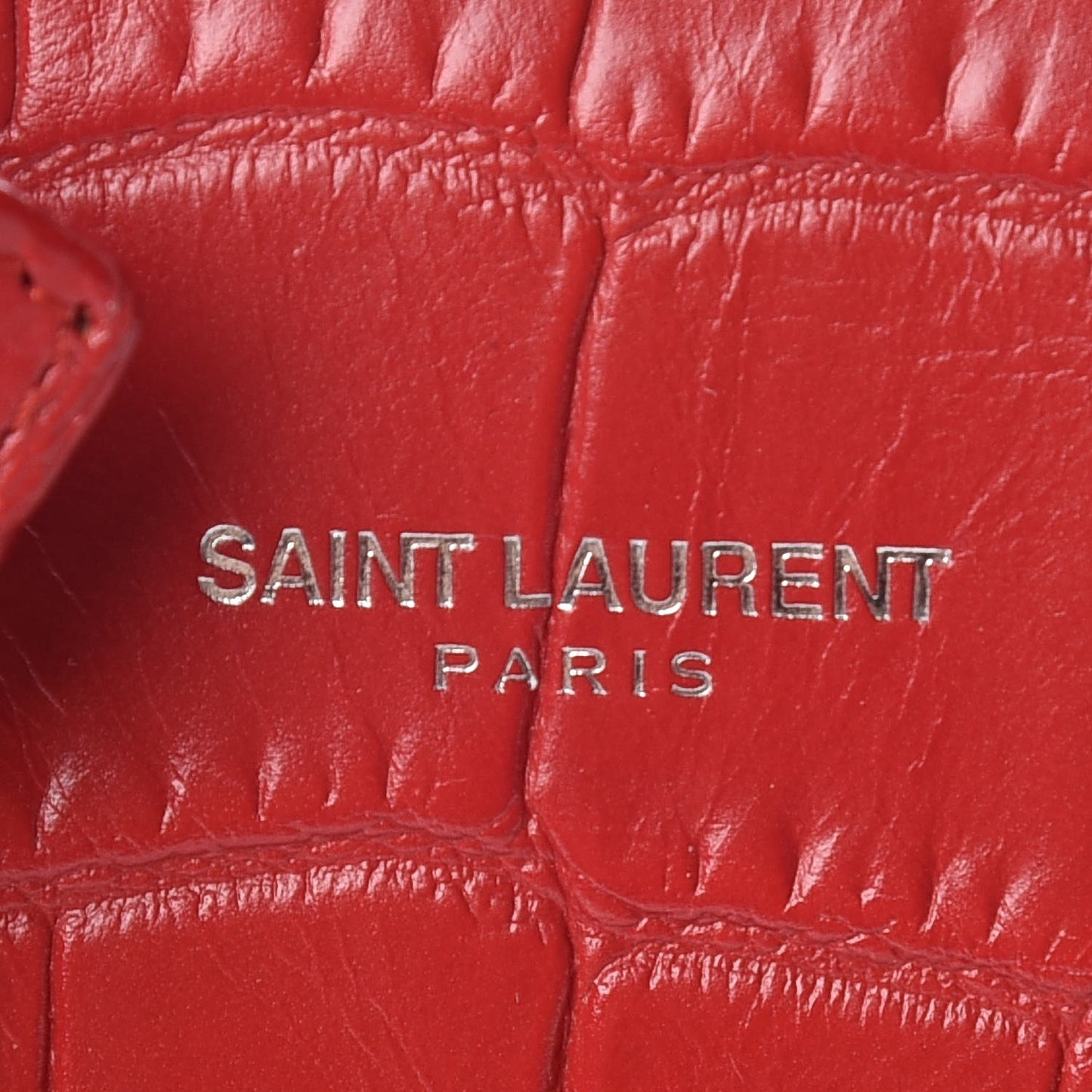 Calfskin Crocodile Embossed Nano Sac De Jour Dark Red
