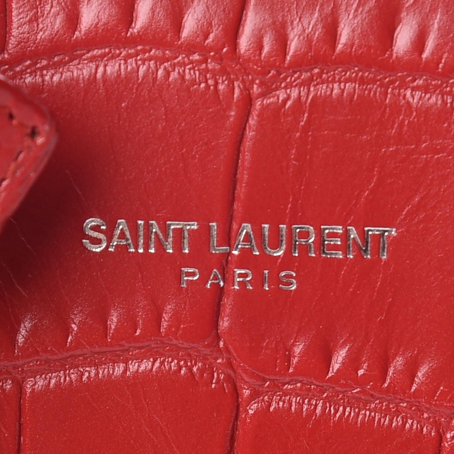 Saint Laurent Calfskin Crocodile Embossed Nano Sac De Jour Dark Red 8 of 10