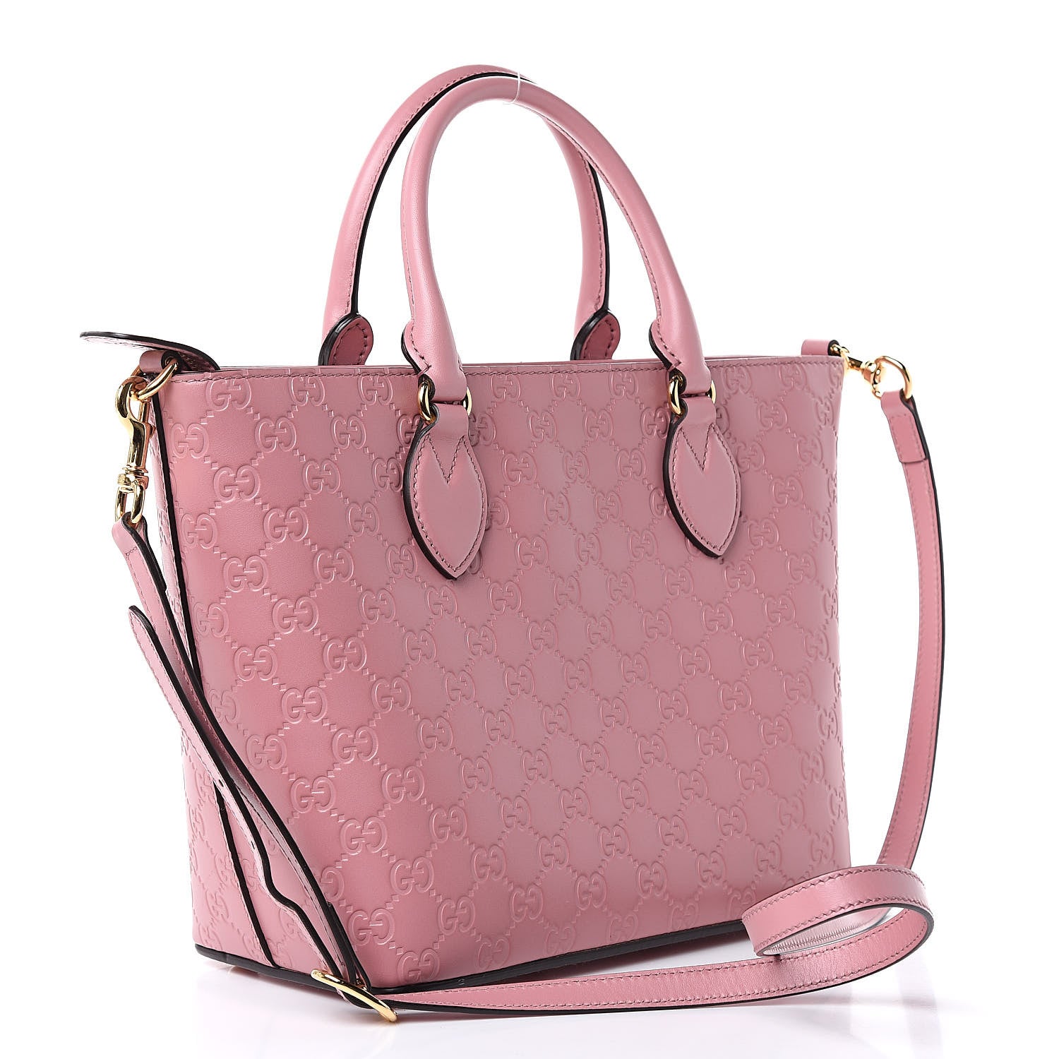 Gucci Guccissima Signature Small Zippered Bucket Tote Rose Baby Candy 3 of 13