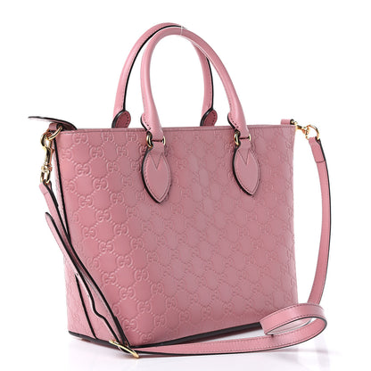 Gucci Guccissima Signature Small Zippered Bucket Tote Rose Baby Candy 3 of 13