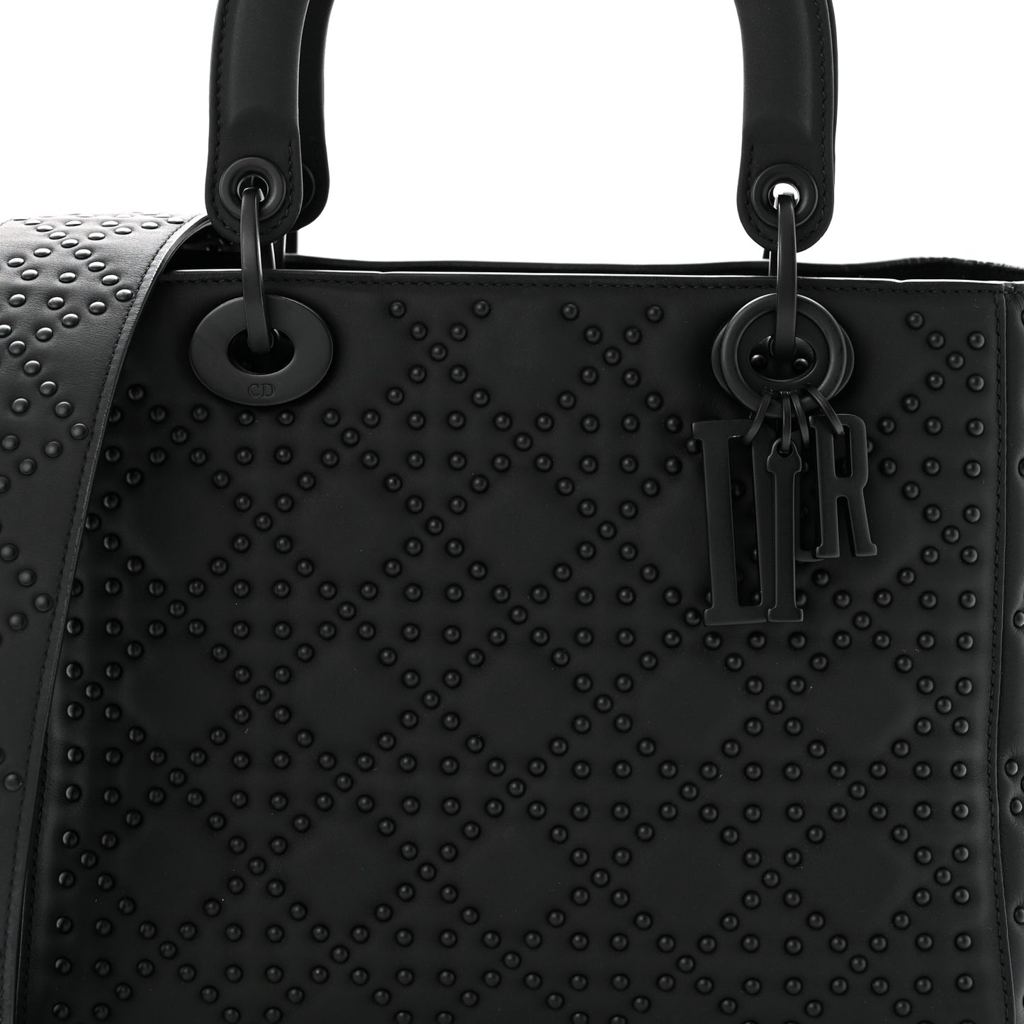 UItra Matte Calfskin Cannage Studded Medium Supple Lady Dior Black
