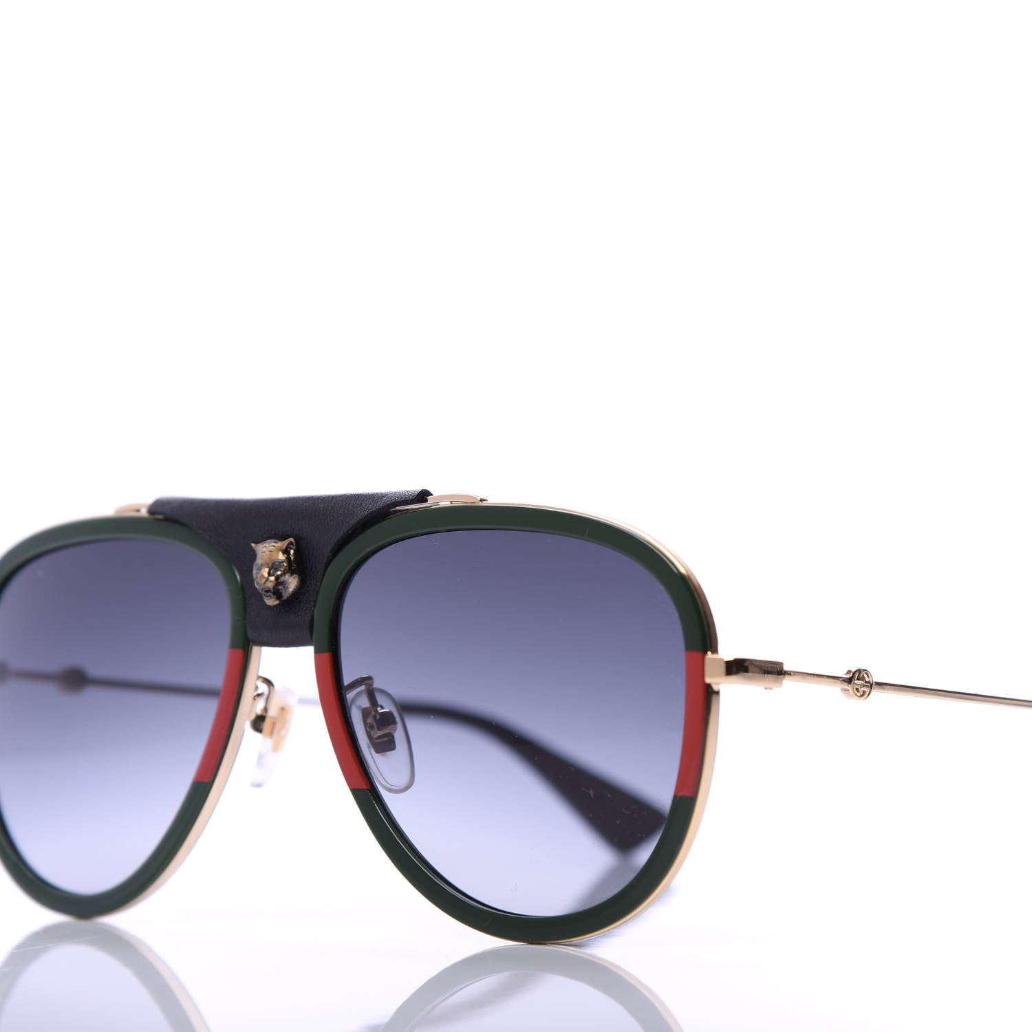 Gucci Web Aviator Sunglasses GG0062S Green Red 7 of 8