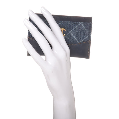 Chanel Denim Aged Calfskin Quilted Gabrielle Card Holder Blue 2 of 8