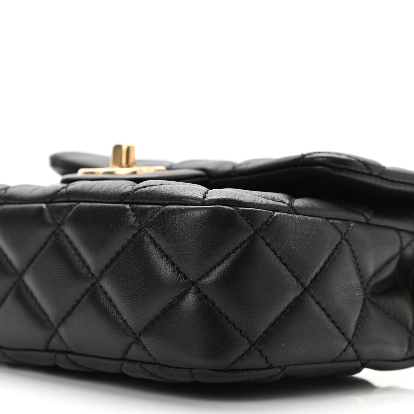 Lambskin Enamel Quilted Mini Coco Hearts Square Flap Black