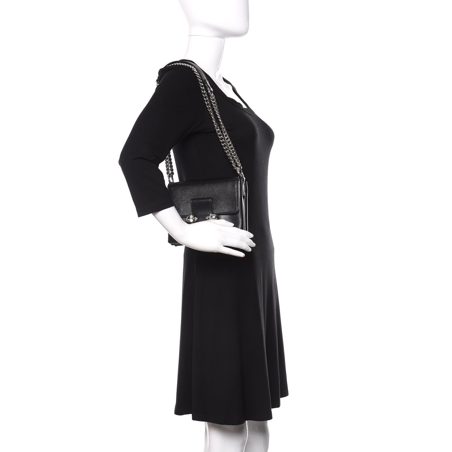 Alexander McQueen Goatskin Twin Skull Crossbody Black 3 of 12