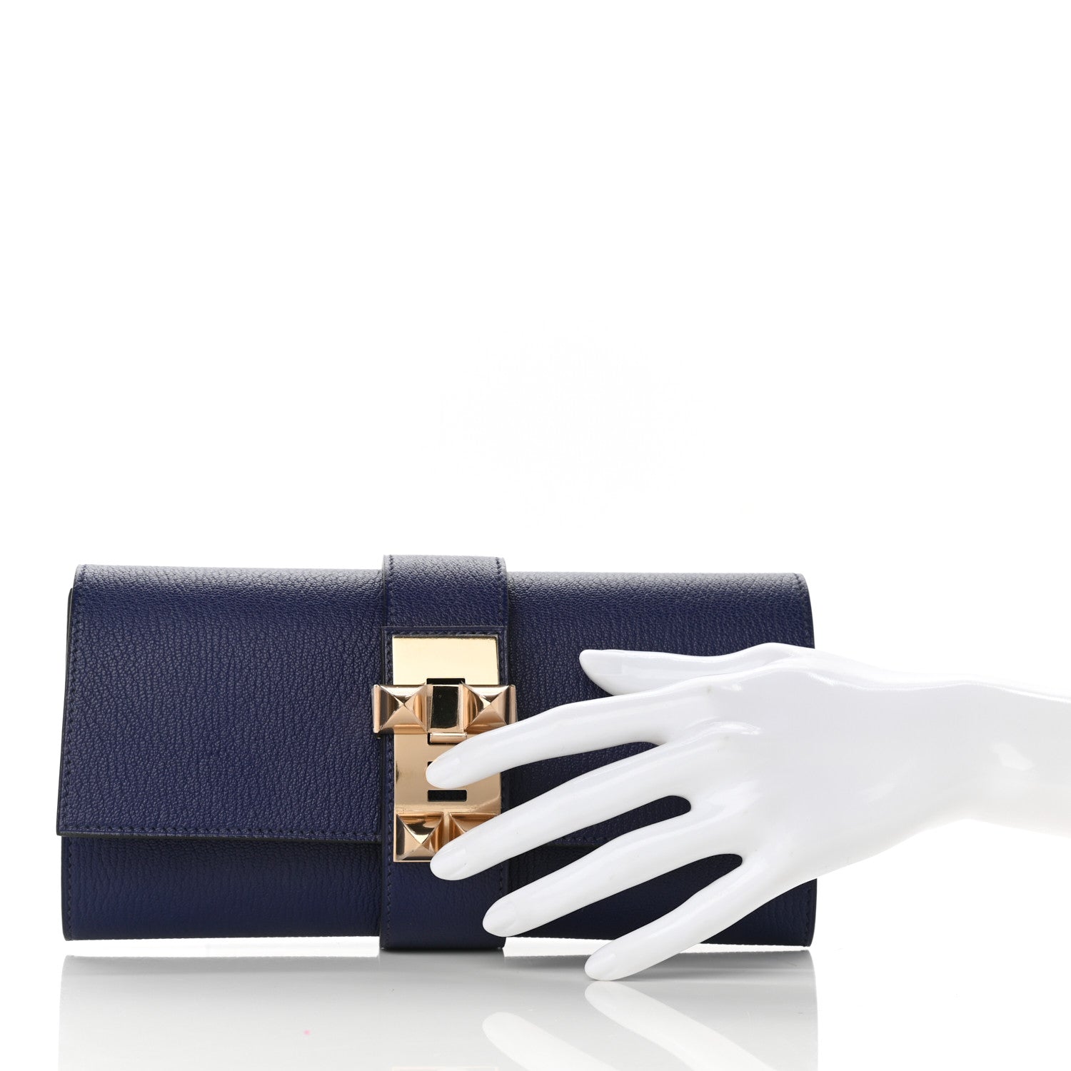 Hermes Chevre Mysore Medor 23 Clutch Bleu Encre 3 of 8