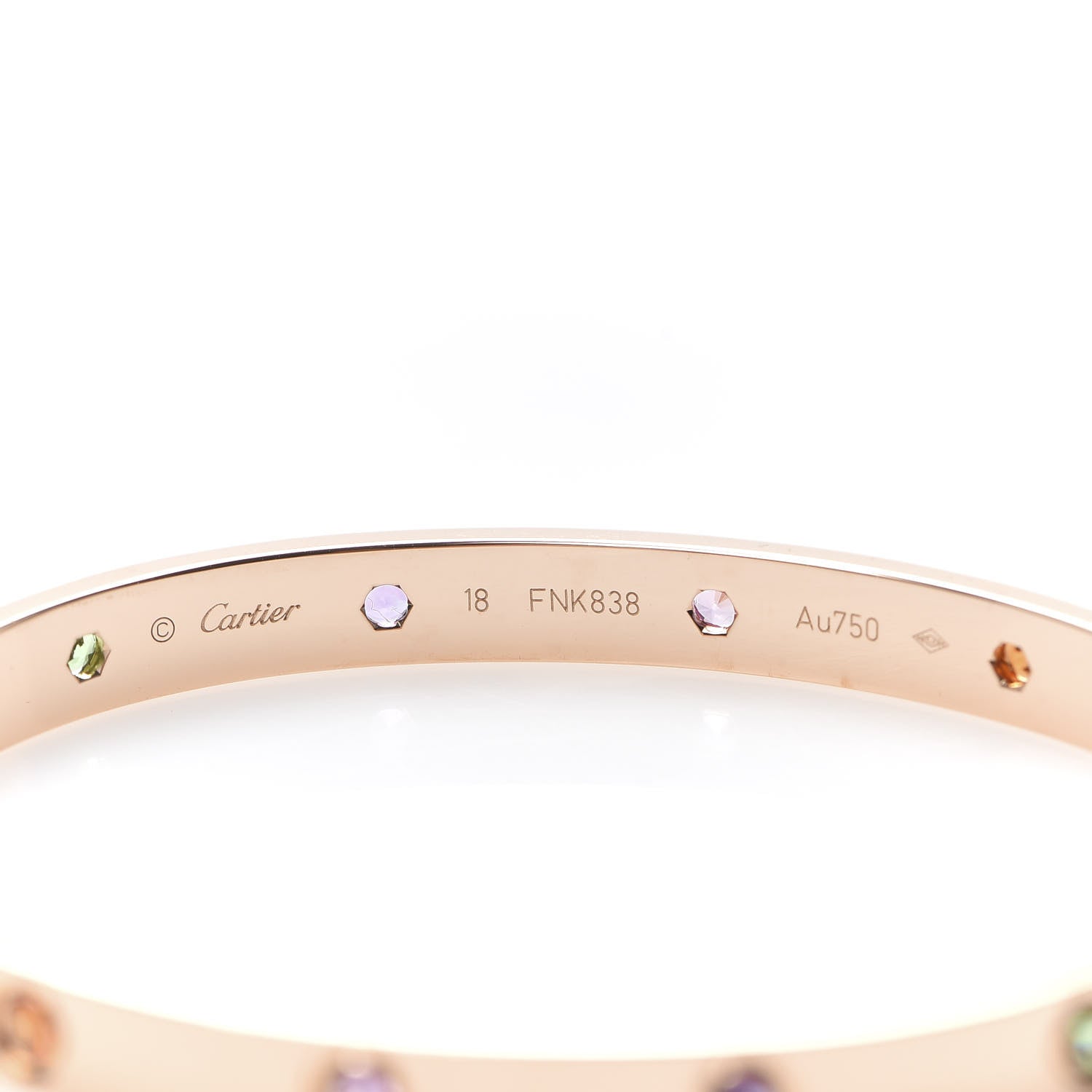 Cartier 18K Pink Gold Sapphire Garnet Amethyst LOVE Bracelet 18 5 of 8