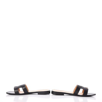 Hermes Box Calfskin Oran Sandals 40 Black 9 of 10