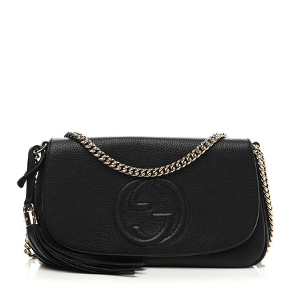 Gucci Pebbled Calfskin Medium Soho Flap Crossbody Black 1 of 12