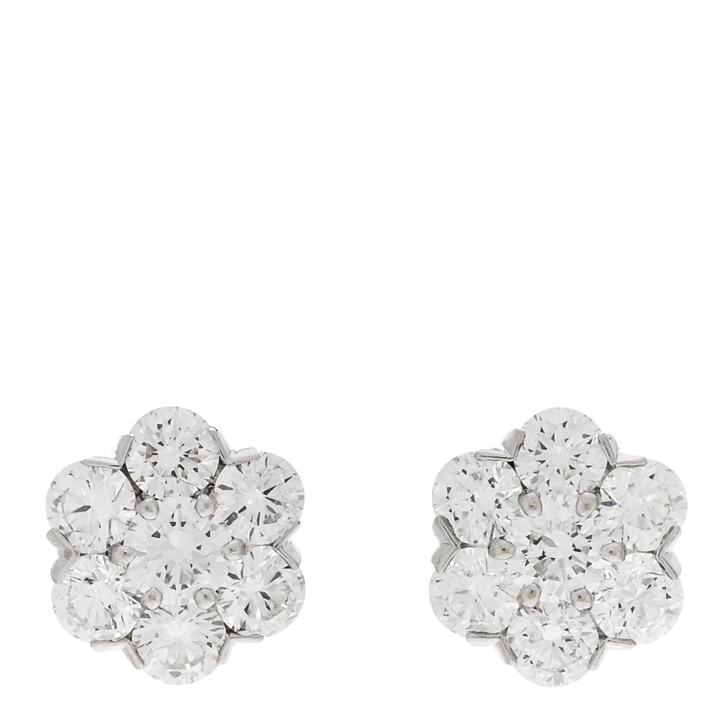 18K White Gold Diamond Large Fleurette Earrings