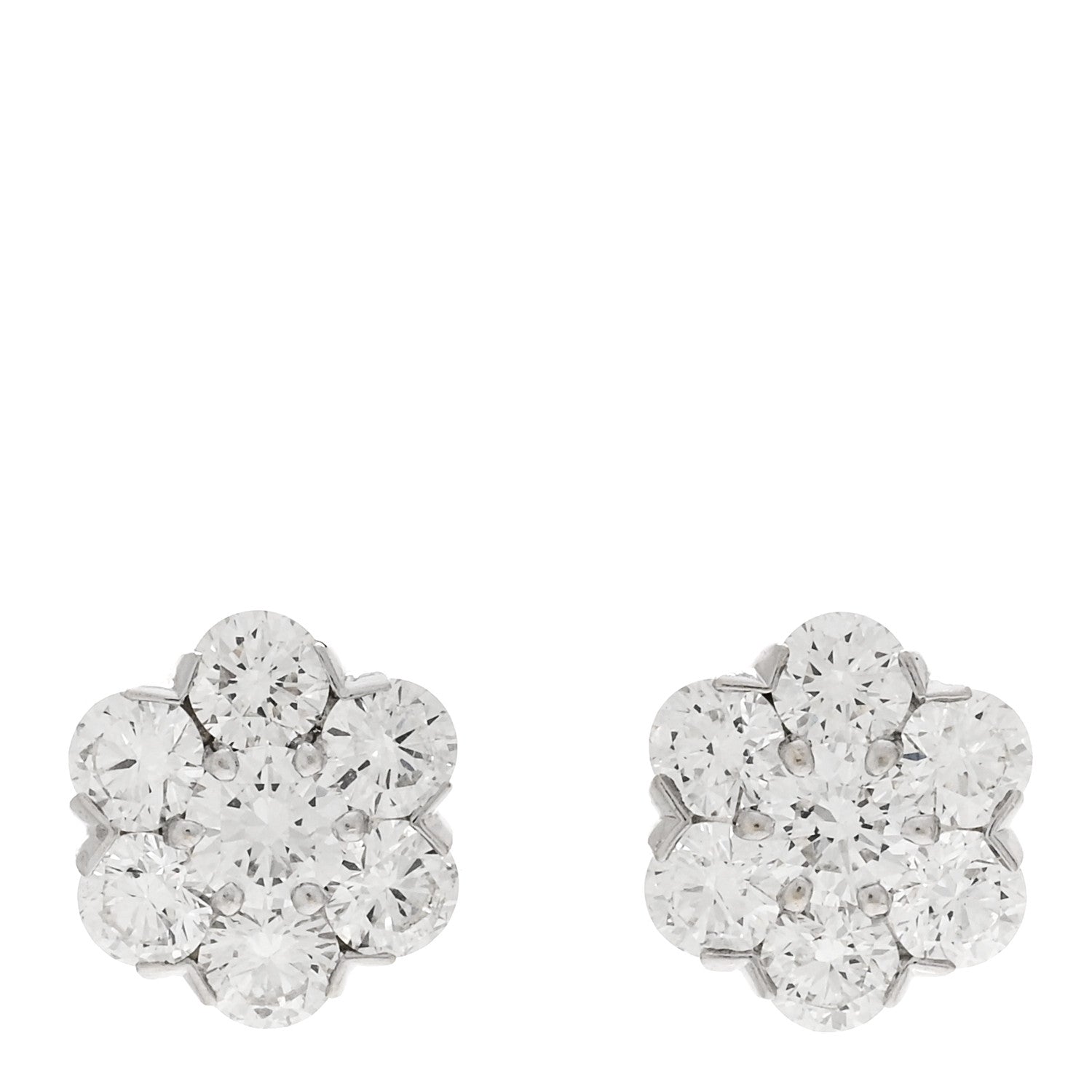 Van Cleef & Arpels 18K White Gold Diamond Large Fleurette Earrings 1 of 4