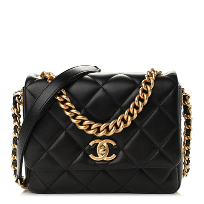 Chanel Lambskin Quilted Small Side Note Flap Black 1 of 9