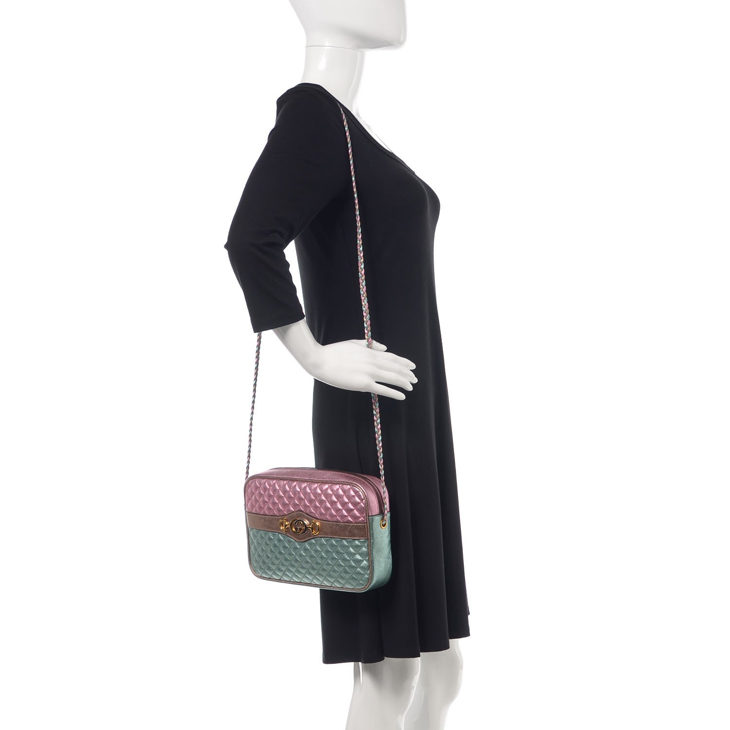Gucci Laminated Nappa Trapuntata Small Zumi Shoulder Bag Rosa Lago Rame 2 of 10