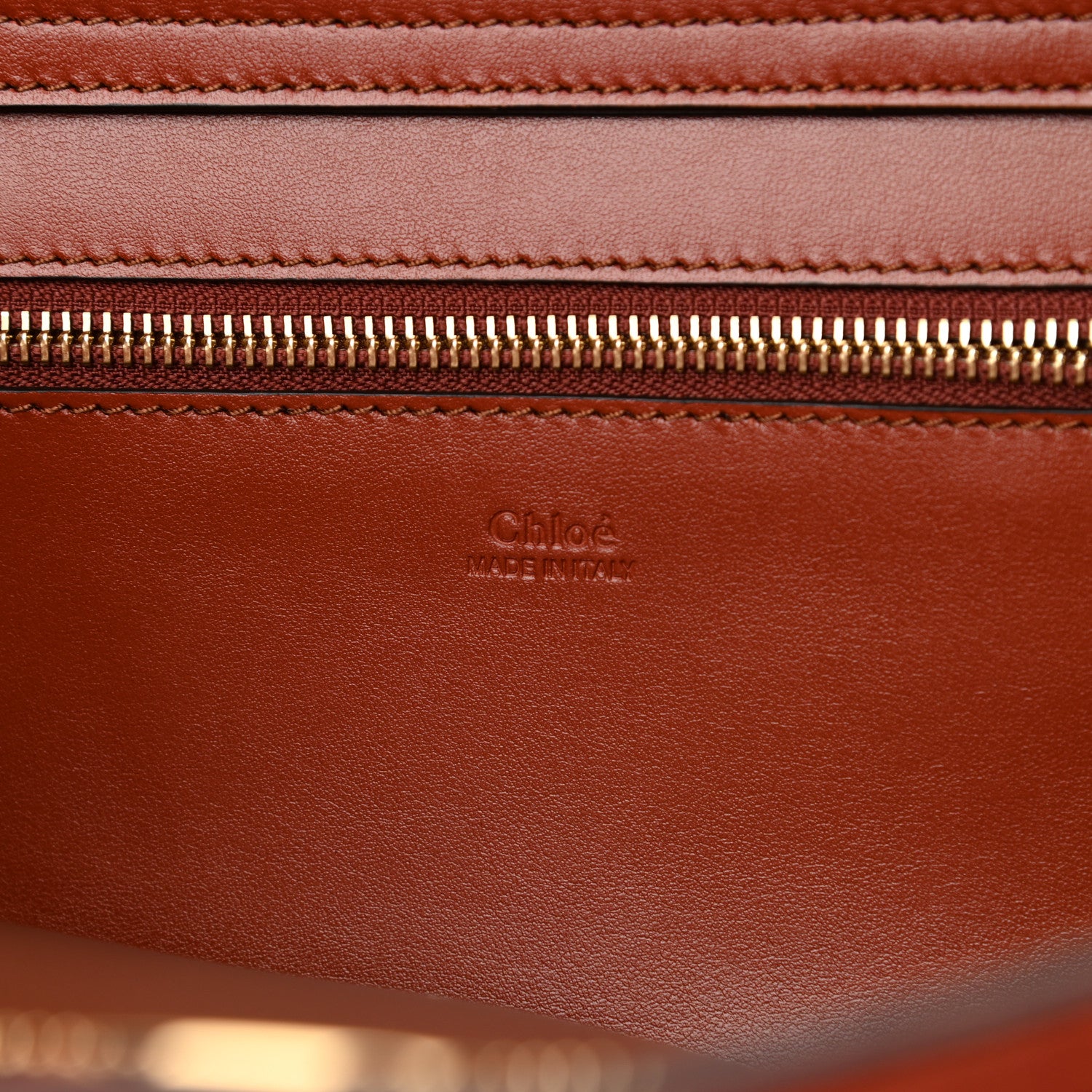 Chloe Shiny Calfskin Suede Medium C Zipped Tote Brown 6 of 9