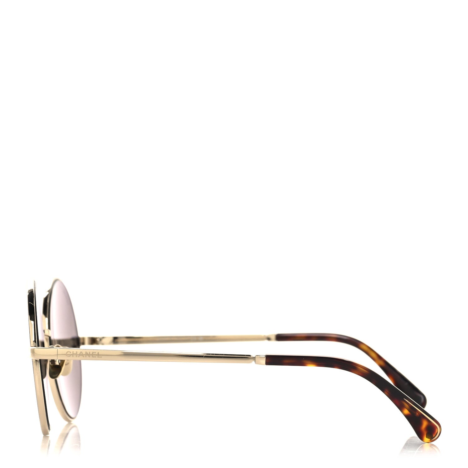 Chanel Metal Round Sunglasses 4268 Gold Tortoise 3 of 7