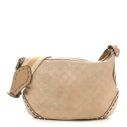 Gucci Guccissima Studded Pelham Shoulder Bag Beige 1 of 17