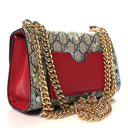 Gucci GG Supreme Monogram Blooms Small Padlock Shoulder Bag Beige Blue Navy Hibiscus Red 3 of 10