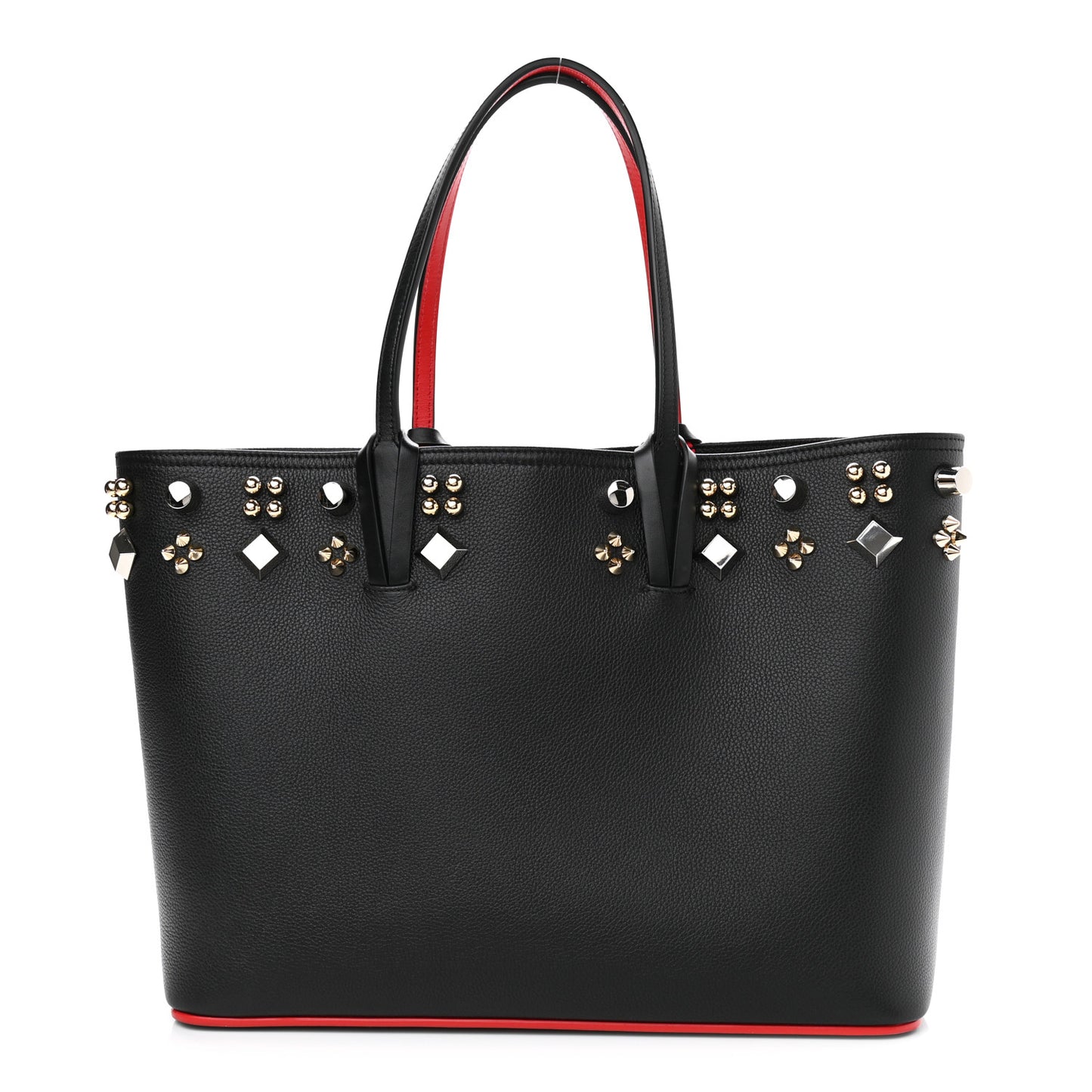 Calfskin Empire Spike Studded East West Cabata Tote Black