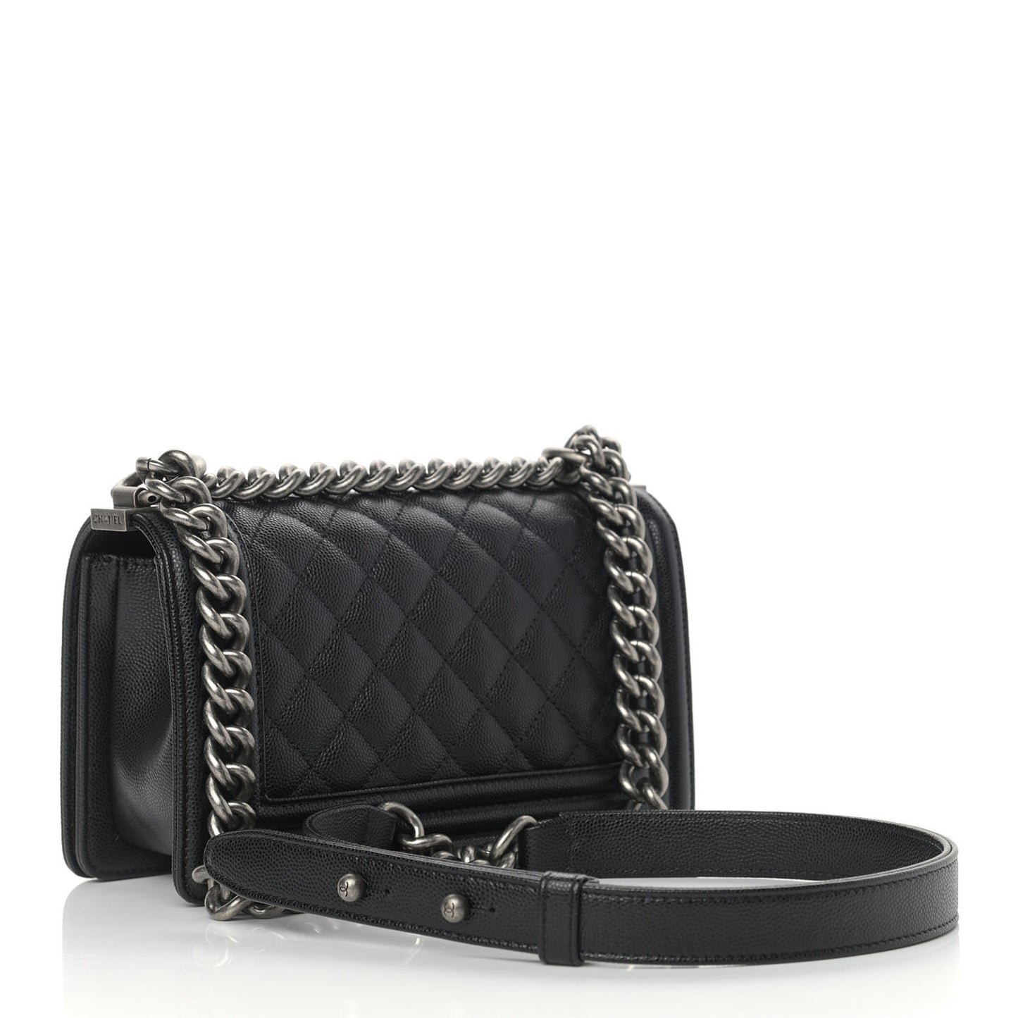 Caviar Quilted Small Boy Flap Black