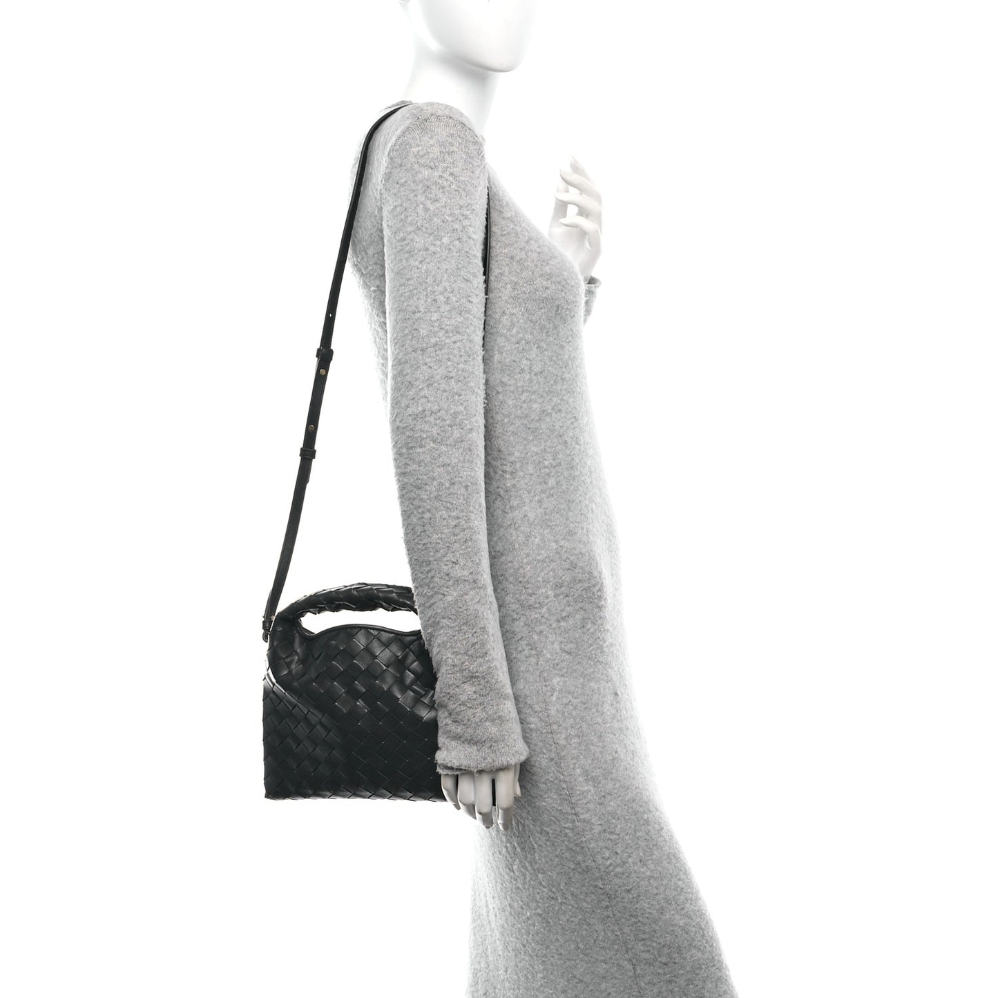 Calfskin Intrecciato Mini Hop Black