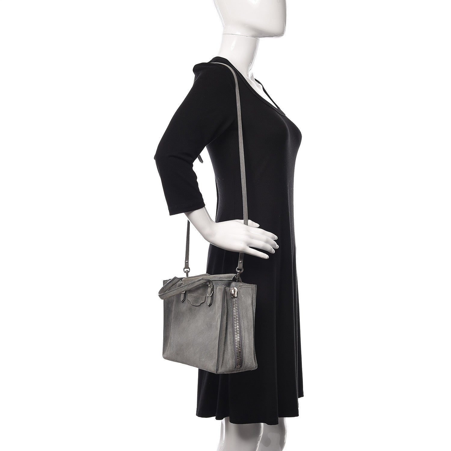 Balenciaga Baby Daim Suede Plate Hardware Papier A6 Zip Around Tote Grey 2 of 12