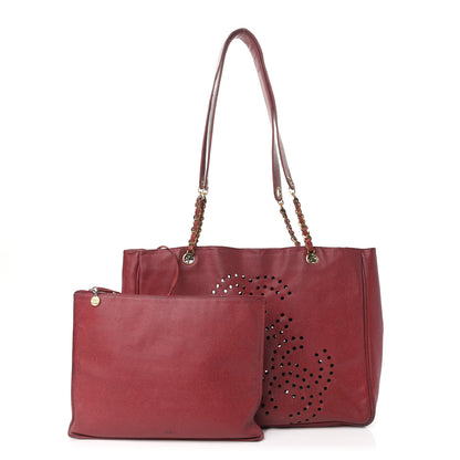 Chanel Caviar Perforated CC Tote Red 1 of 16