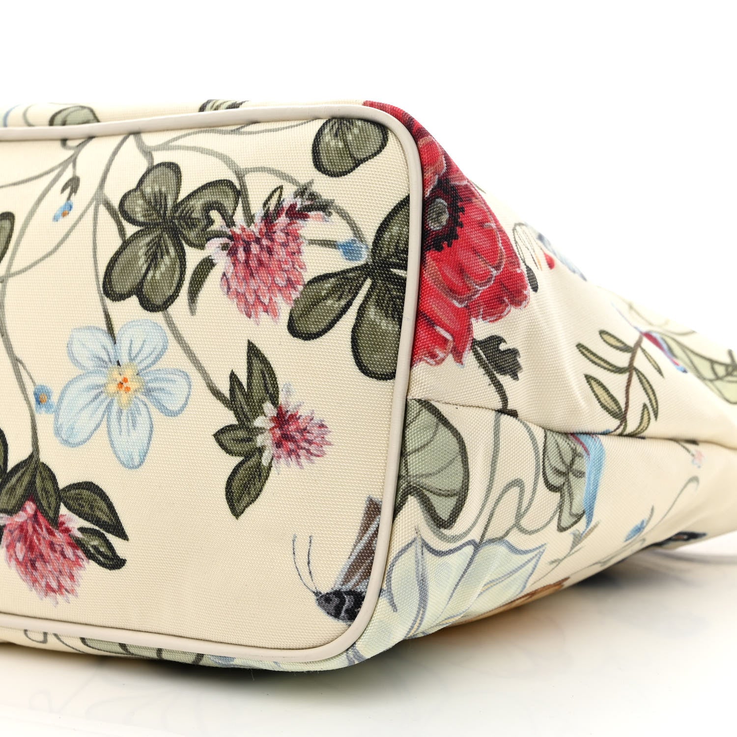 Gucci Canvas Flora Knight Medium Zippered Tote White 10 of 10