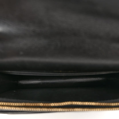 Saint Laurent Calfskin Crocodile Embossed Monogram Sunset Top Handle Chain Wallet Black 5 of 11