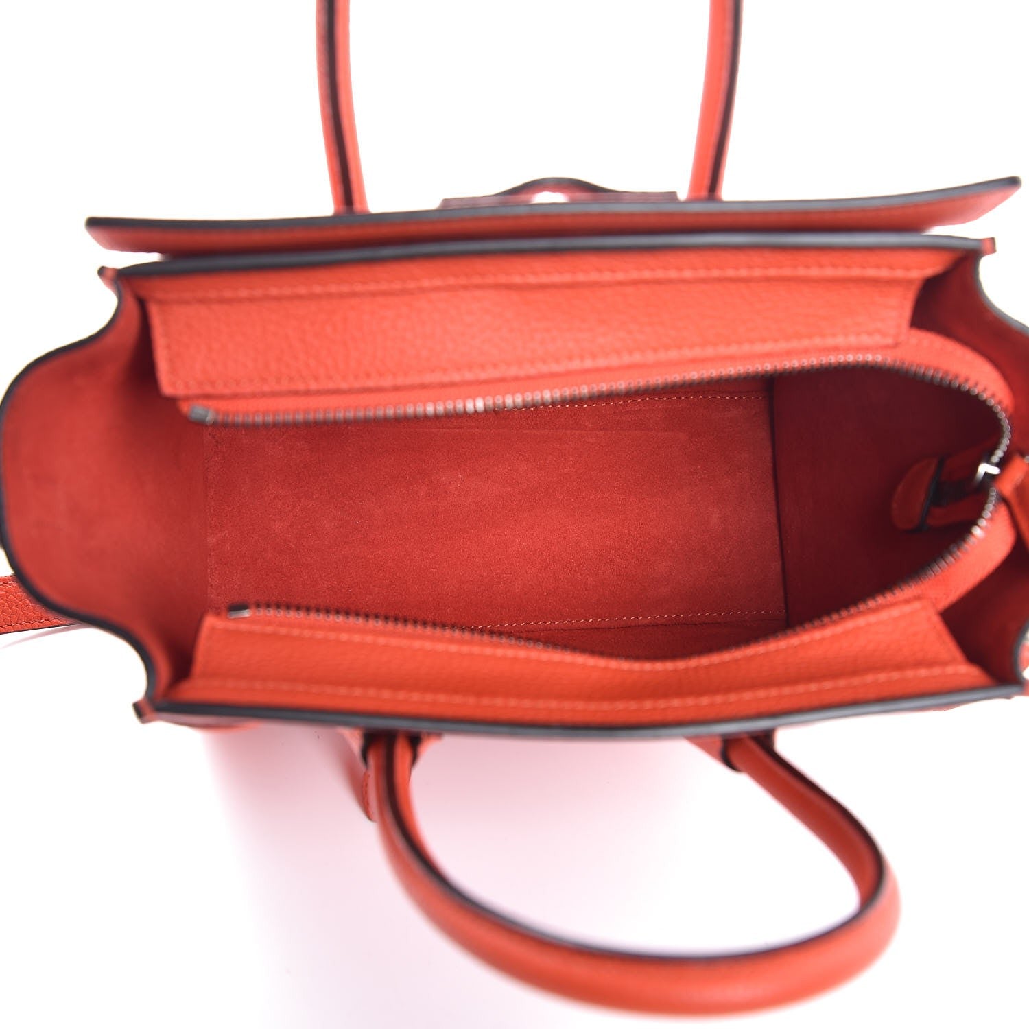 Celine Drummed Calfskin Nano Luggage Vermillion 6 of 8