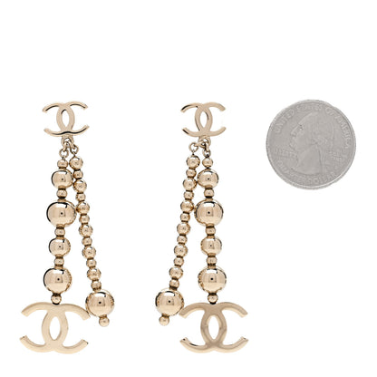 Chanel Metal CC Bead Drop Earrings Gold 2 of 4