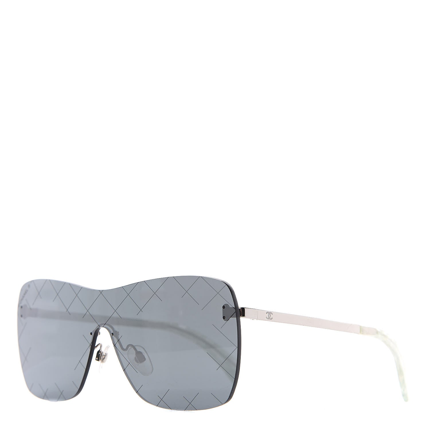 Chanel Shield Runway Sunglasses 4215 Silver Blue Mirror 1 of 7