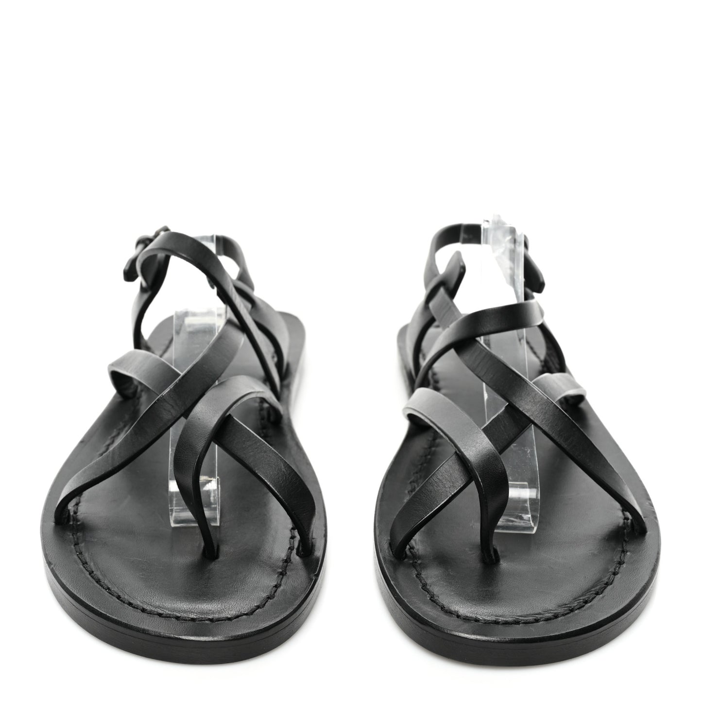 Calfskin Nu Pieds Sandals 38 Black