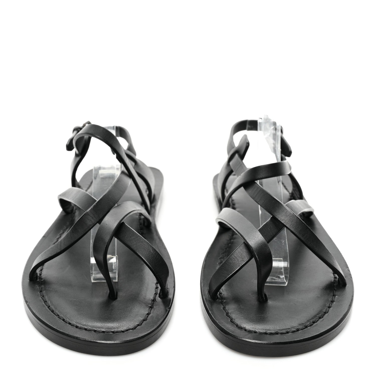 Saint Laurent Calfskin Nu Pieds Sandals 38 Black 2 of 11