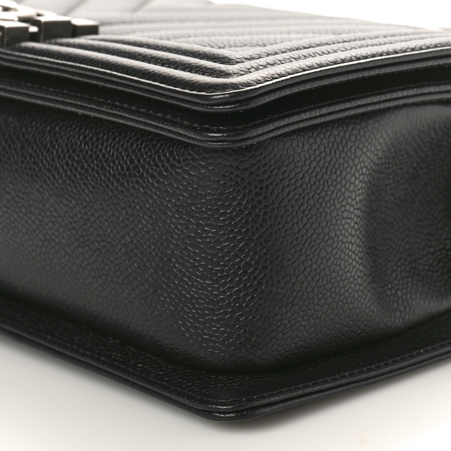 Chanel Caviar Chevron Quilted Medium Boy Flap Black 10 of 11