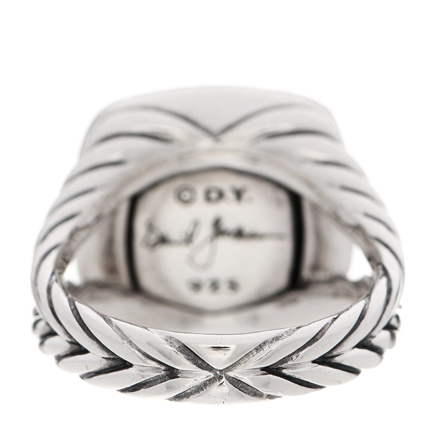 David Yurman Sterling Silver Diamond Black Onyx 11mm Albion Ring 48 4.5 4 of 5