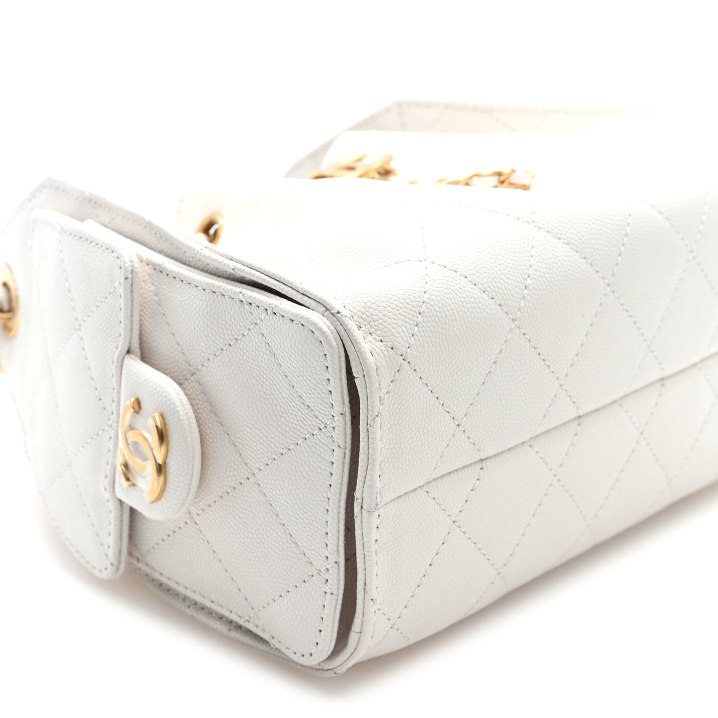 Caviar Quilted Mini Chanel 25 Handbag White