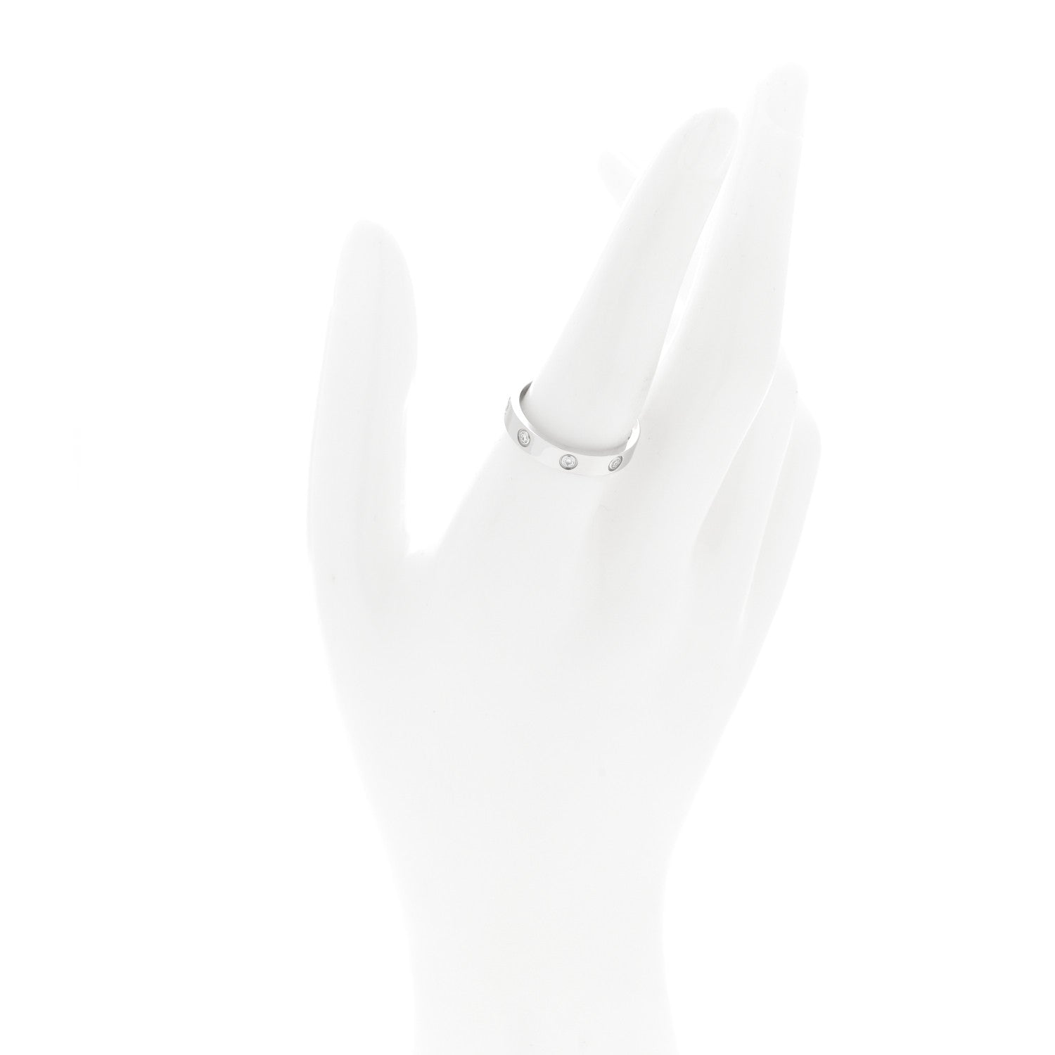 Cartier 18K White Gold 8 Diamond 4mm Wedding Band LOVE Ring 57 8 2 of 4