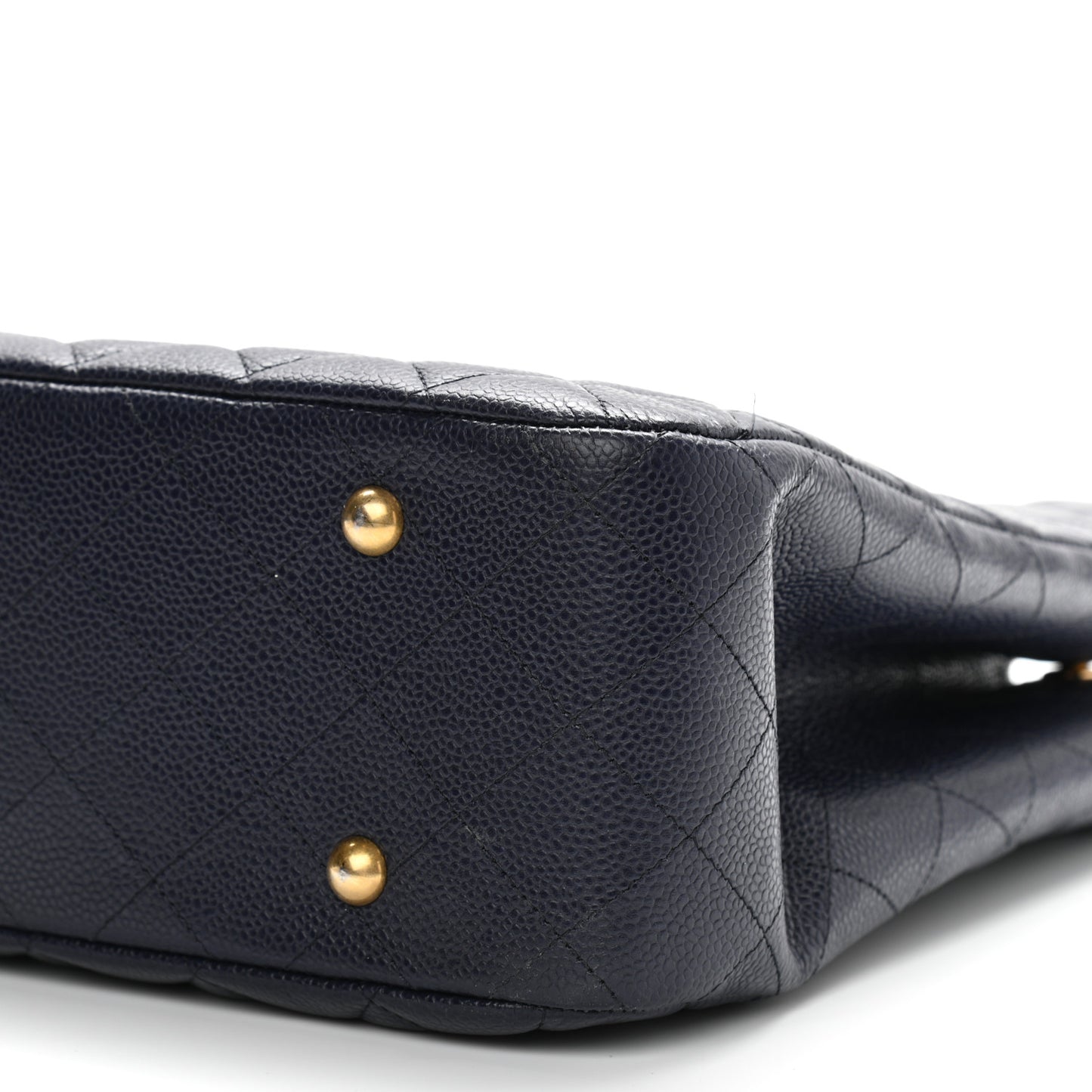 Caviar Quilted Large CC Shopping Tote Navy