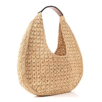 Celine Raffia Calfskin Triomphe Panier Hobo Bag Natural Tan 3 of 10