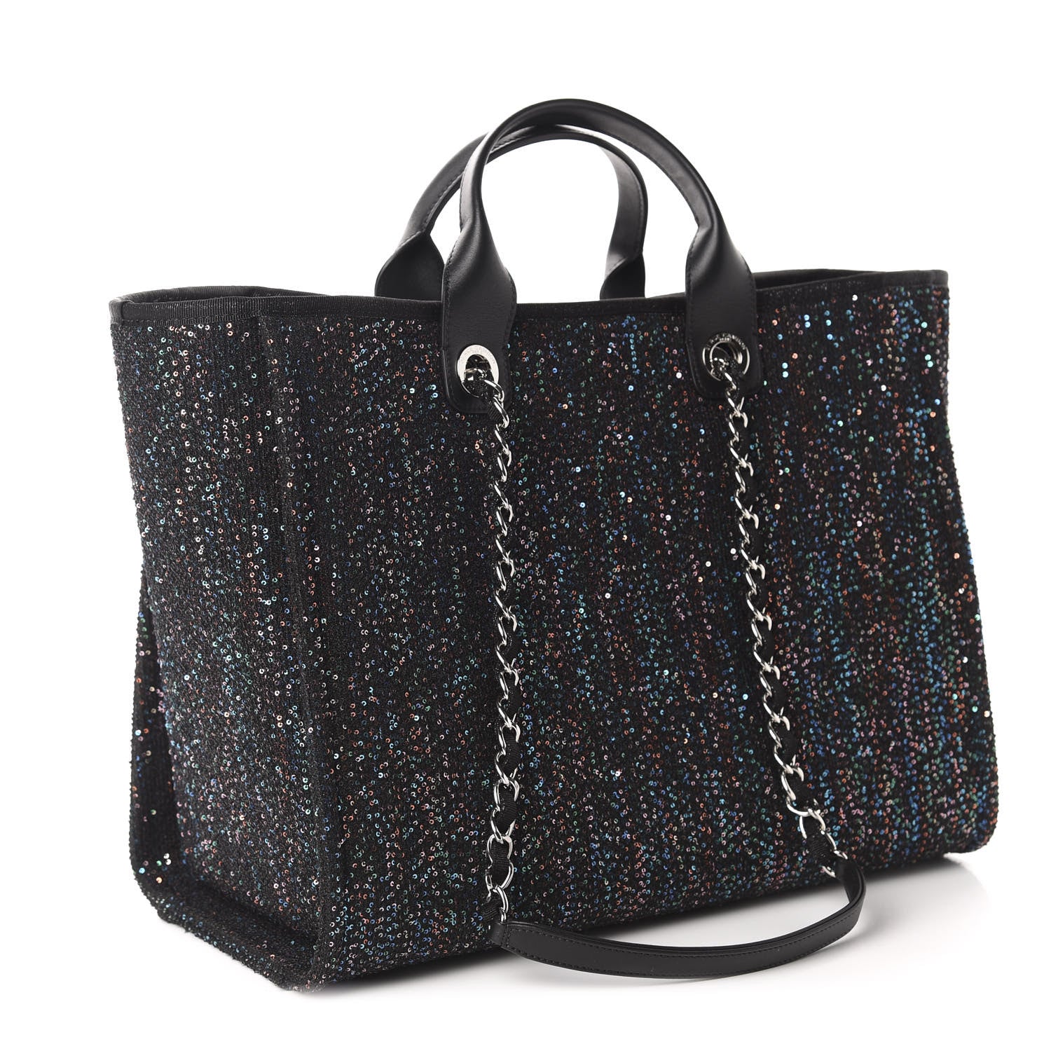 Chanel Calfskin Sequin Medium Deauville Tote Black 3 of 10