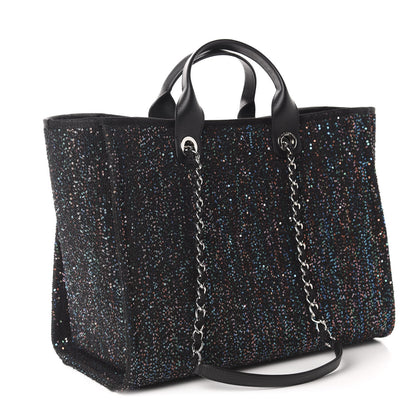 Chanel Calfskin Sequin Medium Deauville Tote Black 3 of 10