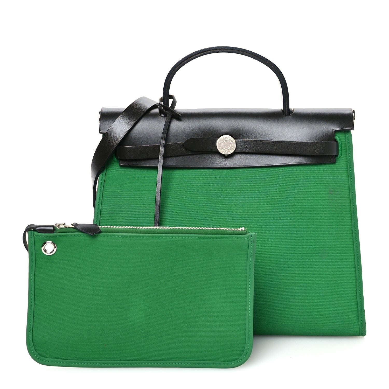 Hermes Vache Hunter Toile Herbag Zip 31 PM Bambou Kaki 3 of 11